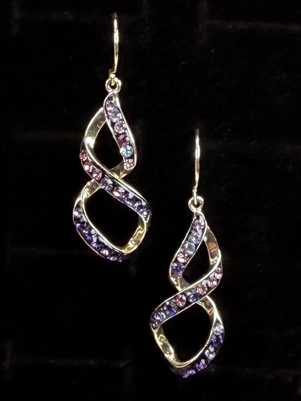 Silvertone Purple Twisted Pierced Dangle Earrings